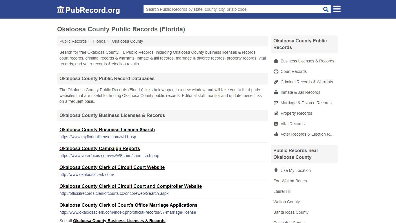 Free Okaloosa County Public Records (Florida Public Records)